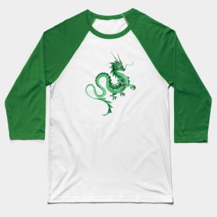 Serene Green Asian Dragon Baseball T-Shirt